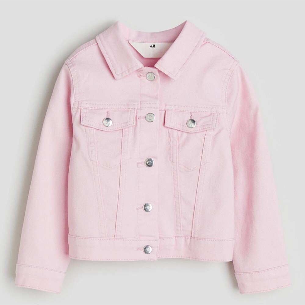 H&M Girls Light Pink Denim Cotton Easter Spring Summer Jacket Size 10 NEW